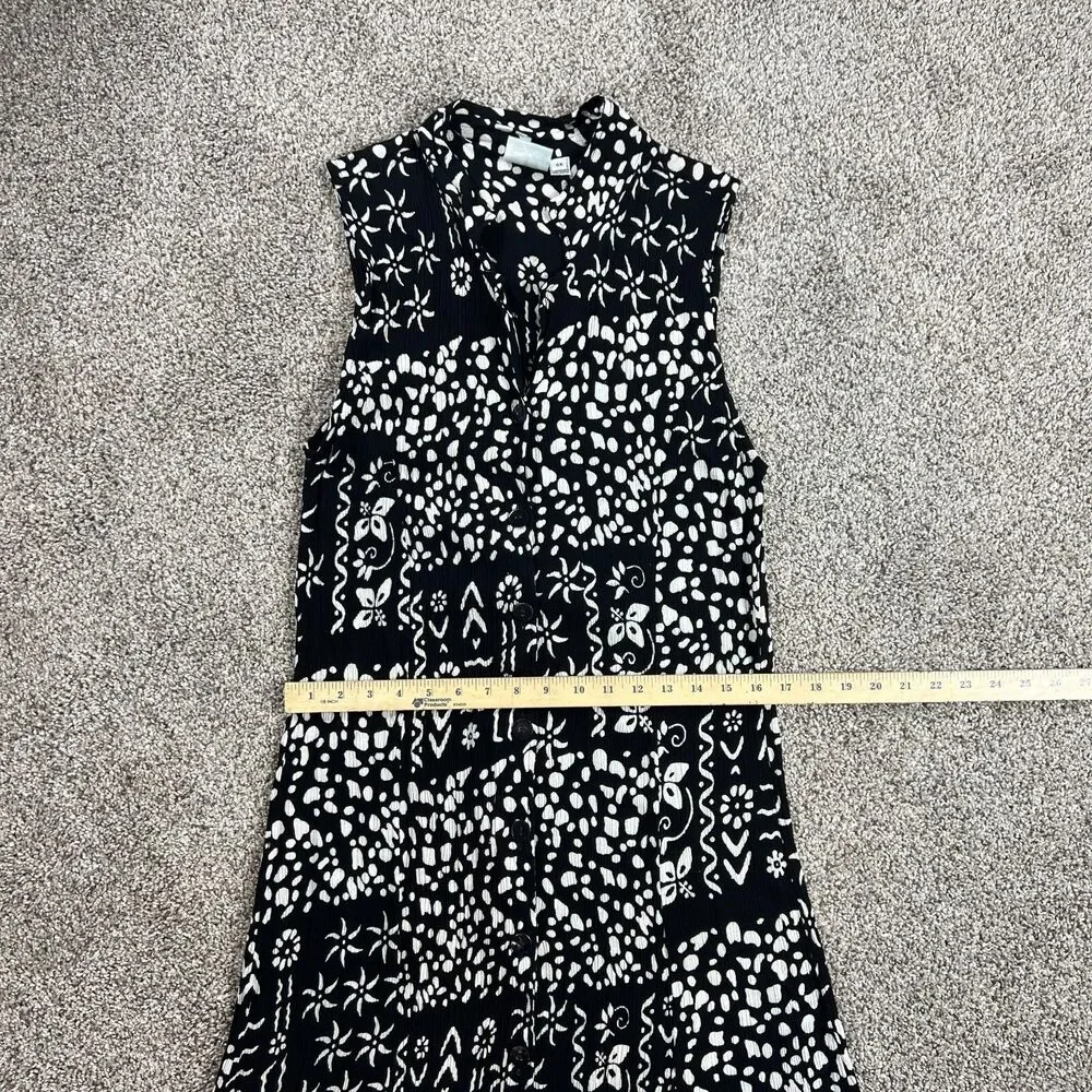 Buster N Bogi Dress 0X Black White Batik Button Front Sleeveless Flowy Floral - Picture 14 of 15